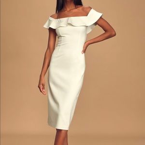 Lulu’s City Nights Off the Shoulder Midi Dress